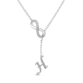 Cali Trove Diamond Infinity Lariant Necklace for Women in 925 Sterling Silver | Infinty Pendant for Women in A to Z Letters | Special Silver Pendant Necklace Gift for her | Fashion Jewelry