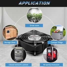 WDERAIR Big Airflow Axial 110V 120V AC 150mm x 50mm Metal Fan for DIY Greenhouse, Rv Fridge, Small Box, Server Cabinet、 Printers, Air Hockey Table, Modem, Window Exhaust Fan