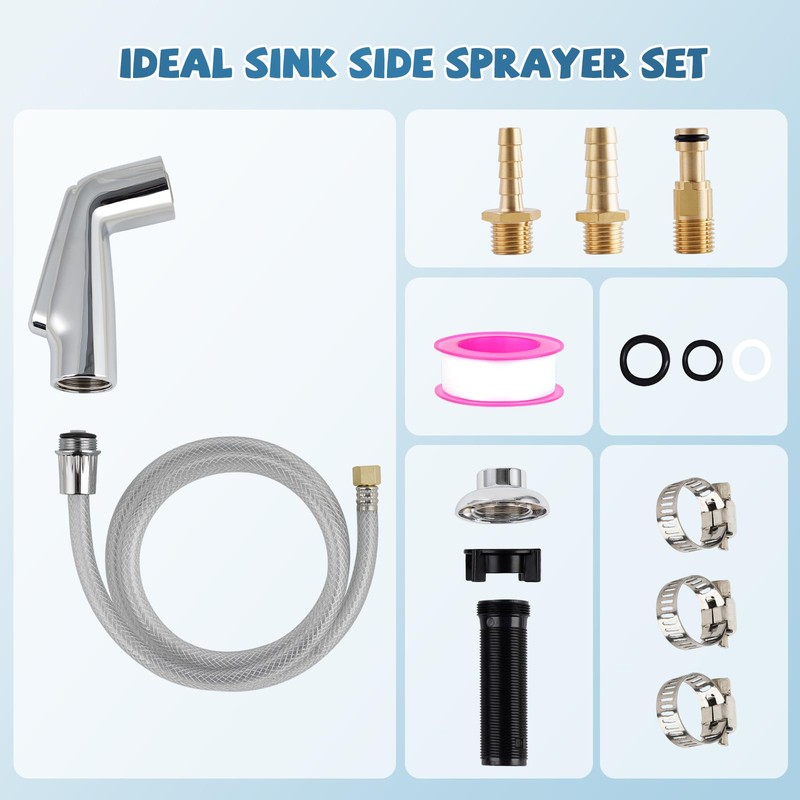 Hygie Rinse Kitchen Sink Spray Attachment/Hose/Holder Set Compatible with Moen/Delta