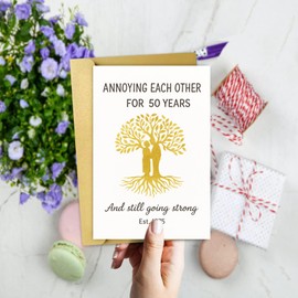 DASLET 50th Anniversary Card for Men Women Romantic Happy 50th Wedding Cards for Parents, Husband, Wife, Friends, Couple