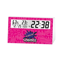 Juggler LCD Thermometer/Hygrometer Clock 3 Table Clock, Thermometer, Hygrometer, Calendar, Alarm, Pink
