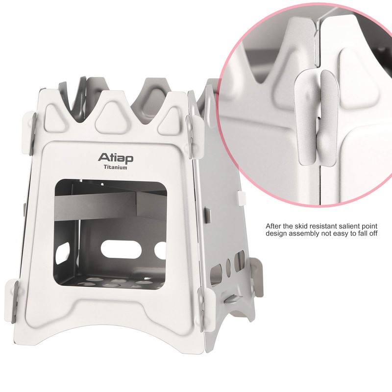 ATiAP Ultralight Titanium Wood Burning Stove Outdoor Camping Multi-Fuels Alcohol