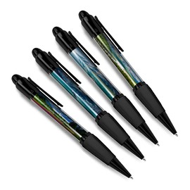DV DESIGN Set of 4 Alaska Black Ballpoint Pens - America USA State Winter Flag Holiday Travel Friends Boys Girls Men Women Theme Pen #79497
