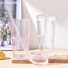 20 oz 2-pack Green Glass Straw Cup with Vertical Pattern