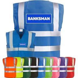 Corporate Togs BANKSMAN Printed Waistcoat - Hi-Vis Safety Vest Tabard, Brace Hi-Vis Strips, Fully EN471 Health, Protective Safety Wear | Safety Apparel