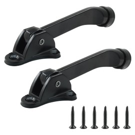 Cjueiom 2 Pcs Kickdown Door Stopper, Black Door Stopper with Soft Rubber Bumper to Keep Doors Open, Zinc Alloy Door Stay with Screws for Garage Gate Office Home