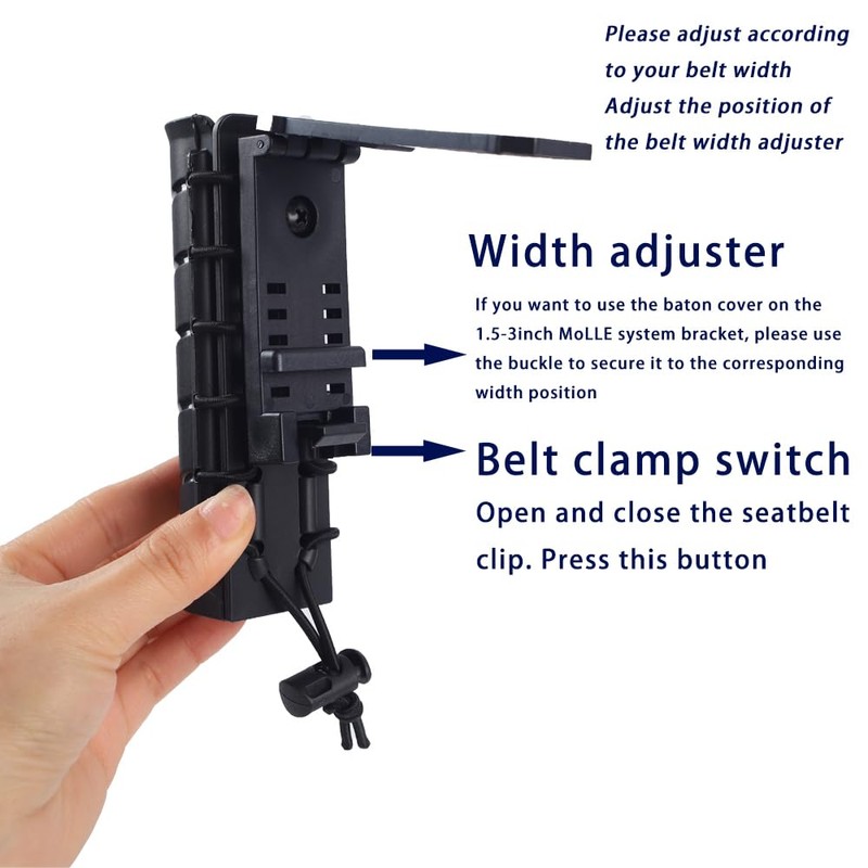 360-Degree Rotating MOLLE Clip Baton Holder - Telescopic Holster for