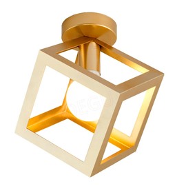 iDEGU Retro Ceiling Light in Geometric Design, Modern Ceiling Light with Cube Lampshade, Vintage Lamp, E27 Ceiling Light for Bedroom, Living Room, Hallway, Kitchen, Cafe, Restaurant, 16 cm, Gold