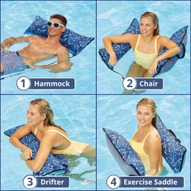 Aqua 4-in-1 Monterey Supreme XL Pool Float and Water Hammock, Multi-Purpose, Inflatable Pool Floats for Adults with Thick, Durable Material, Orchid Blue