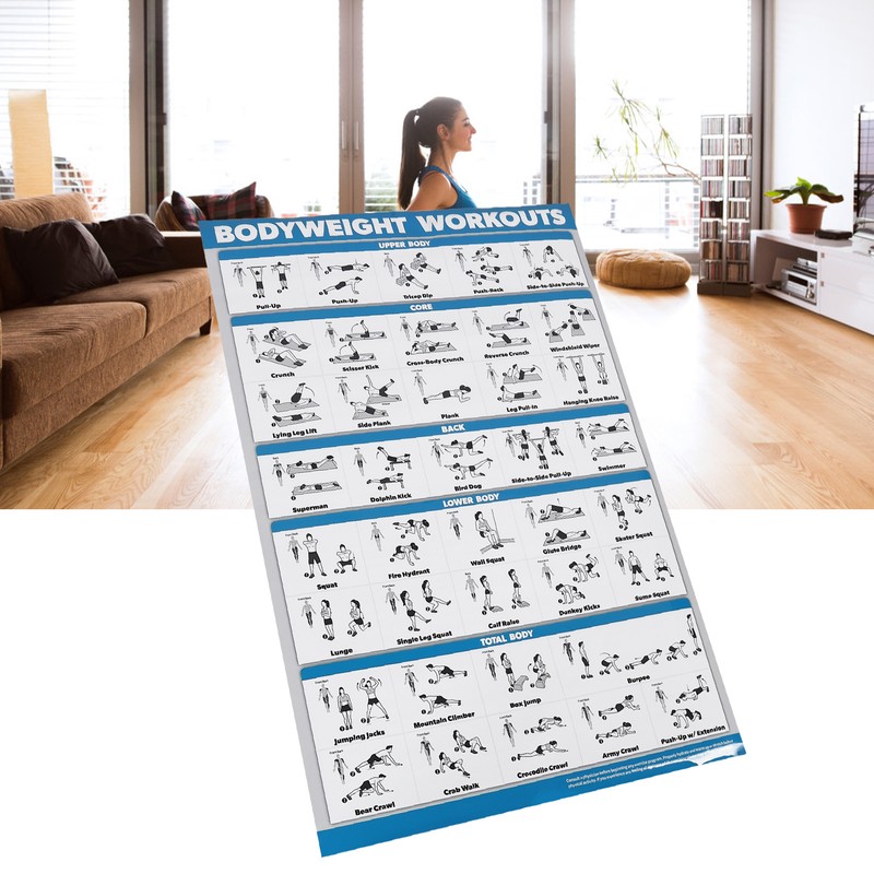 60x90cm Workout Charts Clear Rugged Easy Reading Bodyweight Exercises Poster
