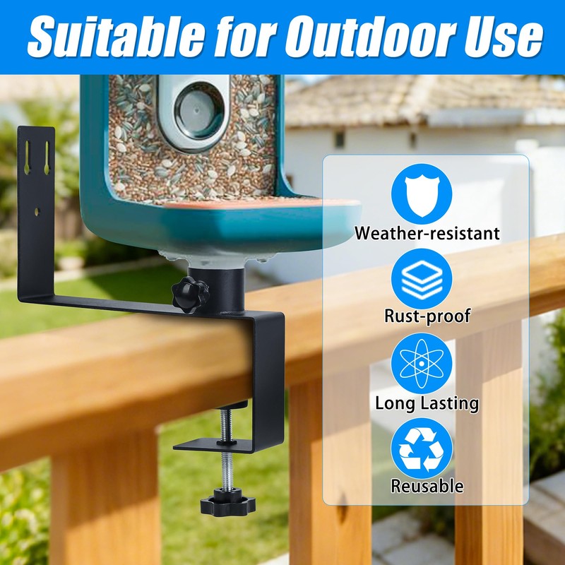 Metal Mount for Bird Buddy Smart Feeder, Wall and Railing