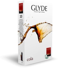 Glyde Ultra Cola 10 schwarze Condome, vegan - frei von Casein und anderen tierischen Inhaltsstoffen, schwarz gefärbt mit Cola-Geschmack