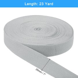 sourcing map 23 Yards Cotton Twill Tape, 1-inch Herringbone Webbing Ribbon Bias Binding Tapes for Clothes Sewing, DIY Crafting (Light Gray)