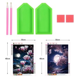 Aimorty Pack of 4 5D Diamond Painting Flowers, Diamond Painting, Adult Diamond Painting, Cute Artwork, Decoration, Diamond Coating, Stereoscopic Screen, Wall Hanging Tool