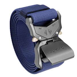 JUKMO Tactical Belt, Military Hiking Rigger 1.5" Nylon Web Work Belt with Heavy Duty Quick Release Buckle (Blue, Medium-for Waist 36"-42" (Length 49"))