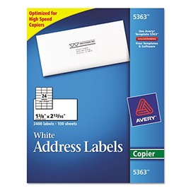 Avery 5363 Copier Label, Mailing, 1-3/8-Inch x2-13/16-Inch, 2400/BX, White