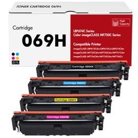 069H Toner Cartridge Set 069 Compatible Replacement for Canon MF753Cdw Toner Cartridges 069H for Canon imageCLASS MF753Cdw MF751Cdw LBP674Cdw Printer Ink Black Cyan Yellow Magenta 4 Pack