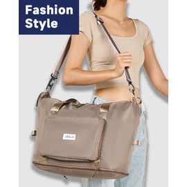 Arxus Folding Travel Bag Carry on Bags for Airplanes with Detachable Adjustable Shoulder Strap Light Weight Travel Duffle Bag for Women with Suitcase Sleeve 17x11x9 inch