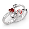 Jeulia "Skull Couple Heart Cut Sterling Silver Enhancer Ring Set