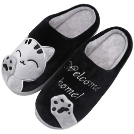 Mishansha Slippers, Men’s & Women’s, Winter, Cotton Slippers, Indoor Non-Slip Slippers (Pantoffeln) - black, size: 42/43 EU