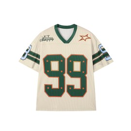 Tisfeer Oversized Graphic Tshirts for Men Woman Sports Y2k Tops Jersey Shirt V Neck Summer Fashion Vintage Baggy Tee (Apricot, M)