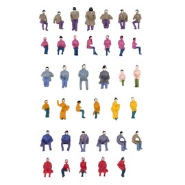 Sharplace 50x Model Train Architectural 1:87 Scale Painted Figures Sitting and Standing People Assorted