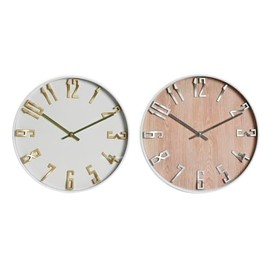 Home ESPRIT 2 x White Gold Silver PVC Wall Clock 30x4x30cm