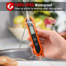 Sweet Dwelling Instant Read Digital Meat Thermometer with Stainless Steel Probe, Fast Food Temperature Readings with Precision Accuracy for Steaks, Chicken, Poultry, Safe Oven, Grilling, and BBQ USE