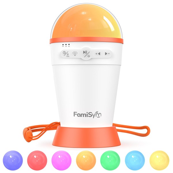 Sound Machine Baby for Sleeping, FamiSym Portable Baby Sound Machine and Night Light, Shushing Baby Sleep Soother Sound Machine for Kids Newborn, 13 Soothing Sounds, Dimmable, Nursery, Registry Gift