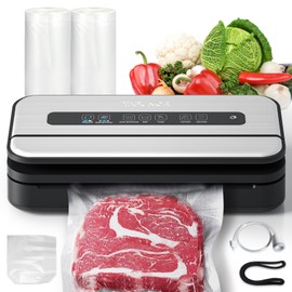 Upgraded Vacuum Sealer for Food, 90kpa 14 in 1 Food Sealer Vacuum Sealer Machine Pro Max, Easy Lock Handle/Sous Vide Friendly, Liquid/Dry/Moist Food Saver Storage Vacuum Sealers with 2 Roll Bags