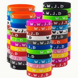 WWJD Rubber Bracelets Colorful What Would Jesus Do Silicone Wristbands for Men Women Party Favors Christian Jesus wwjd Inspirational Bracelet Motivational Bracelet Christmas Gifts Church (36)