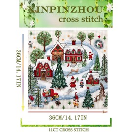 Xinpinzhou Cross Stitch Set, Pre-Printed Christmas, Embroidery Templates, Embroidery Pictures, Pre-Printed Cross Stitch Embroidery Kit, Embroidery Kit, Embroidery Set, Adult Beginners