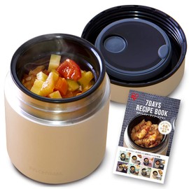 Iris Ohyama SFJ-300 Vacuum Insulated Soup Jar, 10.1 fl oz (300 ml), Gold, Keeps Hot Over 100°F (51°C), Cold Retains Under 6 Hours! Includes Recipes for 1 Week, Easy to Clean, Easy to Clean, Airtight,