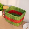 HODAKJUE Handwoven Plastic Wicker Storage Basket, Waterproof Red Green Stripe