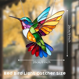 Acrylic Hummingbird Suncatcher, Stained Glass Hummingbird Suncatcher, Hanging Bird Window Decoration with Chain, Creative Home Accessories, for Windows, Garden, Patio, Bedroom (Bird Pendant, Prism