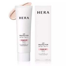 Hera 헤라 UV 프로텍터 톤업 피치 50ml SPF50+ PA++++ new 리뉴얼 톤업선크림 Hera UV Protector Tone Up Peach 50ml SPF50+ PA++++ New Renewal Tone Up Sunscreen