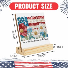4th of July Decorations for Home Office Fourth of July Decorations Memorial Independence Day Decor America Patriotic Freedom Decor Wood Sign 4 x 4 inches