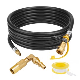 CALPOSE 15FT RV Quick Connect Hose, With Elbow Adapter Fits for Blackstone 17" & 22" Griddle, Quick Connect Propane Hose for RV to Grill