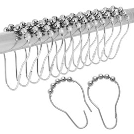 Rust-Resistant Shower Curtain Hooks, Set of 12, Heavy Duty Stainless Steel Shower Rings, Silver Stylish Shower Curtain Hooks Rust Proof