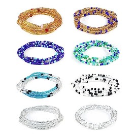YARBAR 8 Pieces Waist Beads Colorful Body Chain, Elastic Belly Waist Chain for Women