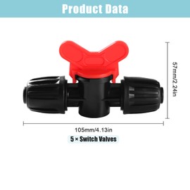 VooGenzek 5 pieces 16 mm drip irrigation switch valve, drip irrigation shut-off valve, irrigation hose spiked closure valves, drip irrigation valve for 16 mm hose, black