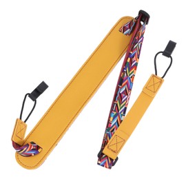 EXCEART Ethnic Style No Drilling Ukulele Strap Adjustable Double J Hook Clip on Ukulele Shoulder Strap Yellow, yellow