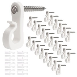 30pcs String Light Hooks Durable Anti-Rust Waterproof Light Hooks for Hanging Fairy Lights Hanging Plants Wind Chime Basket Securely Buckle Design Indoor Outdoor Use (30, White)