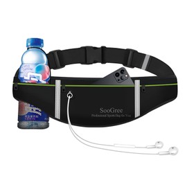 Men Women Slim Running Belt Fanny Pack,Zipper Waterproof Running Waist Pack,Ultra Light Reflective Phone Holder,Sport Workout Belt Bag for Running Walking Cycling Camping Gym (GSP1201-Black)