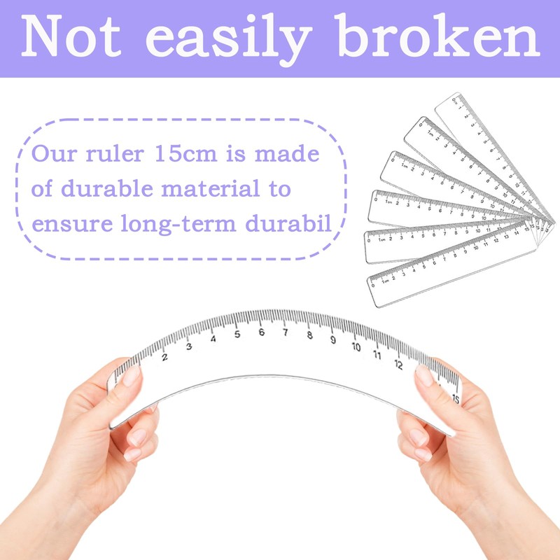 Pack of 6 Rulers 15 cm, Ruler Primary School, Ruler