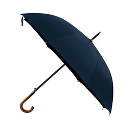 Long Umbrella Long Wooden Handle Windproof Retro Style Water Resistant High Denstity Large Umbrella for Rainy Sunny Blue