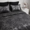 HIG Peony Patchwork Comforter Set with Matching Curtains, Bed in