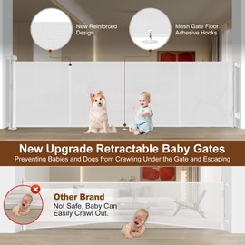 Miumoon 200 inch Retractable Baby Gates 37 inch Tall, Retractable Gate with Reinforced Strip Design to Prevent Crawling Through, 16 FT Outdoor Retractable Gates, Extra Wide Retractable Gate for Garage