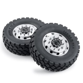 ZuoLan Set of 2 RC Trailer Front Rims Alloy Wheels Wheel Hubs with Tyres for 1/14th Tamiya RC Tractor Truck Car Trailer