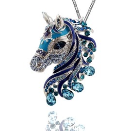 DianaL Boutique Horse Pendant Necklace 24 inches Chain Gift Boxed Fashion Jewelry